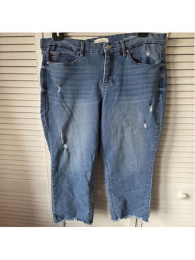 Women's Nicole Miller Blue Soho High Rise Slim Straight Cropped Jeans Size 10